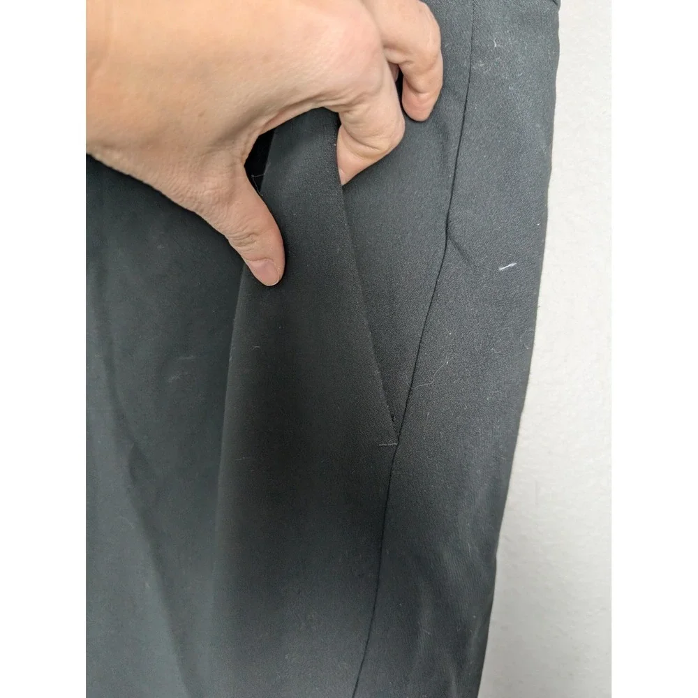Banana‎ Republic Pants Womens 14 Black Crepe Tapered Dress Ruffle Stretch Zip